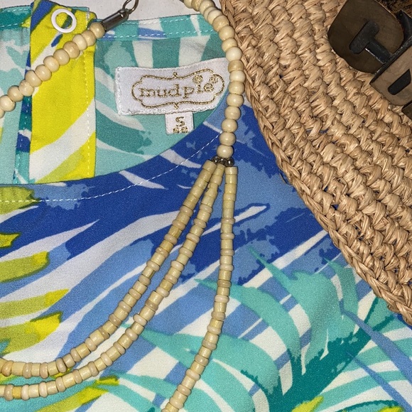 mud pie ‘Macy’ Shift Dress in Green Palm Print - Picture 6 of 12